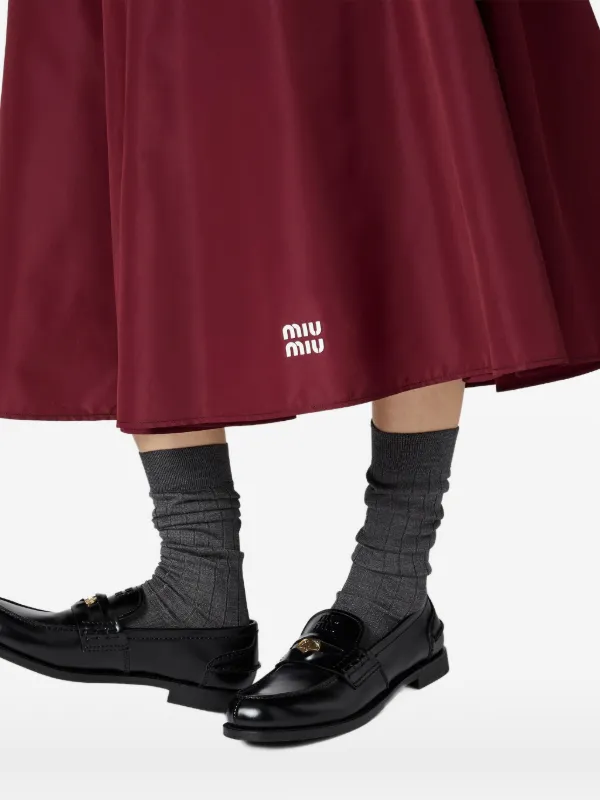 Miu Miu drawstring-waistband Midi Skirt | Red | FARFETCH