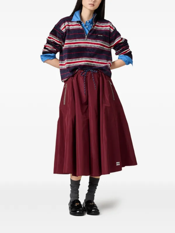 Miu Miu drawstring-waistband Midi Skirt | Red | FARFETCH