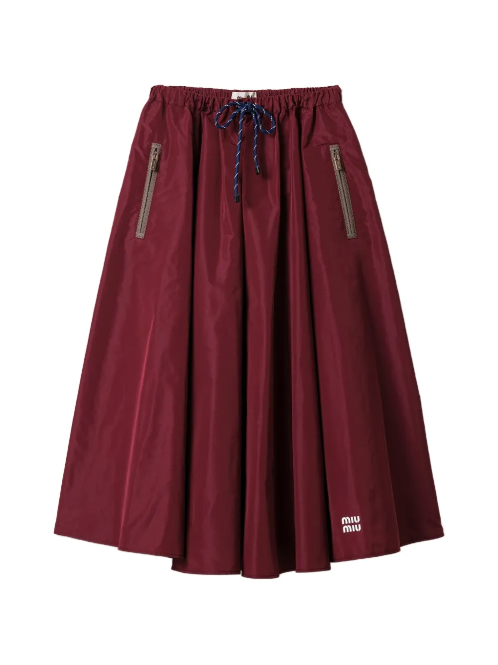 Miu Miu elasticised-waistband metal-zipper midi skirt - Rosso