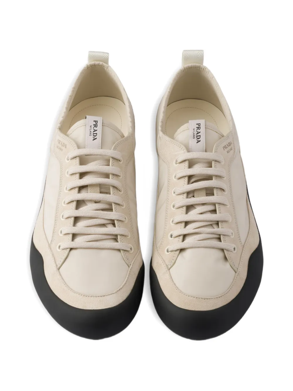 Prada Speedrock suède sneakers met elastische veters Beige