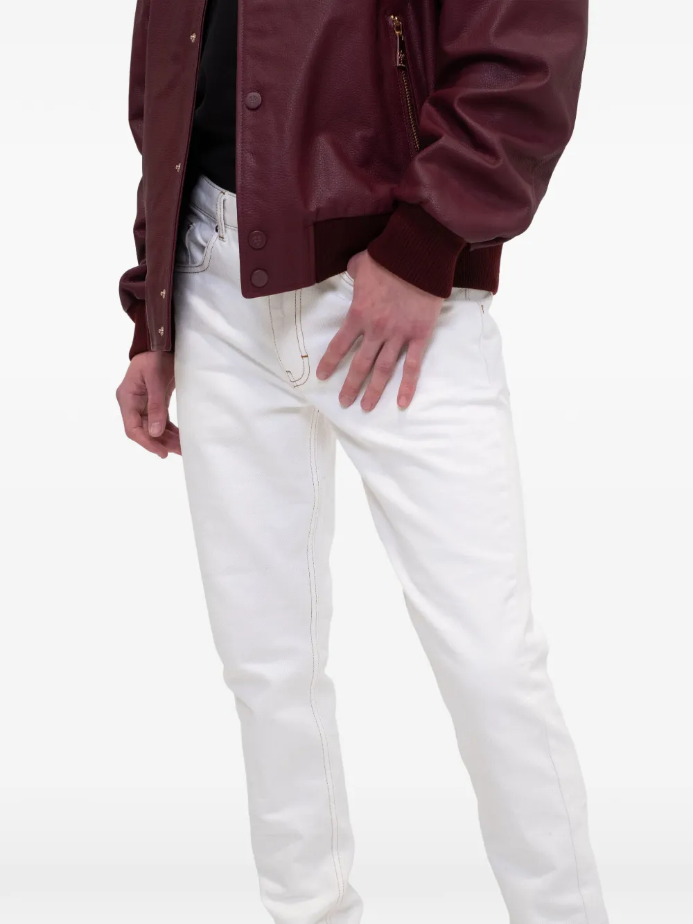 PLACE OF ËLMS Jeans met vijf zakken Wit