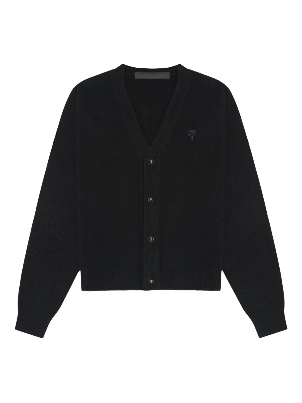 PLACE OF ËLMS Cardigan con placca logo - Nero
