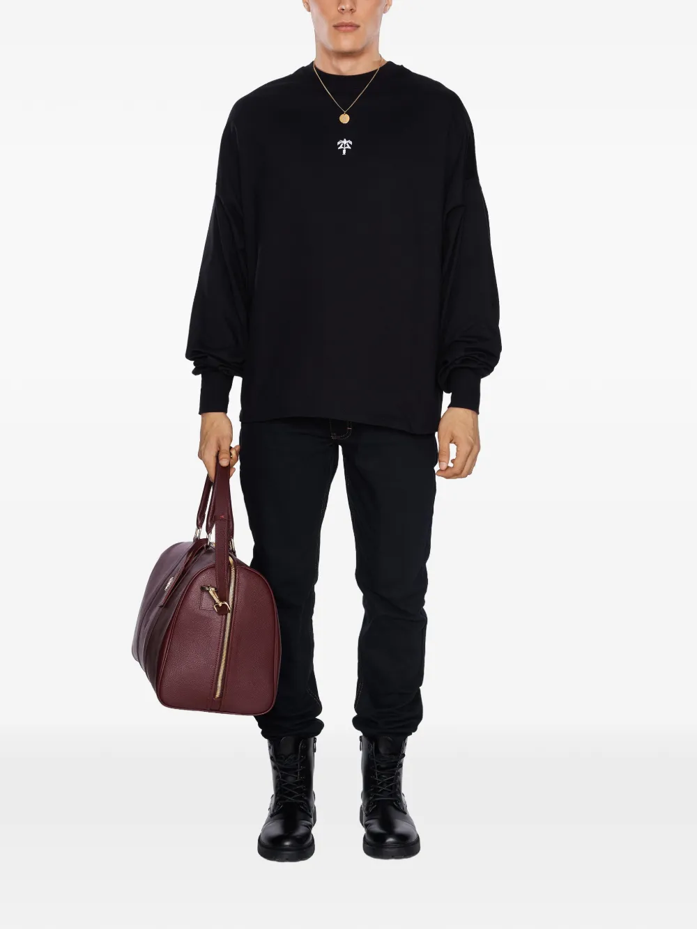 PLACE OF &Euml;LMS T-shirt met geborduurd logo - Zwart