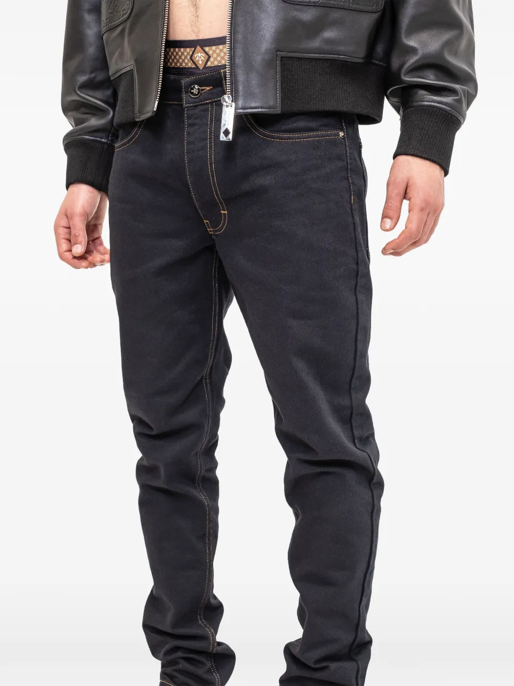 PLACE OF ËLMS Jeans met knoopsluiting Zwart