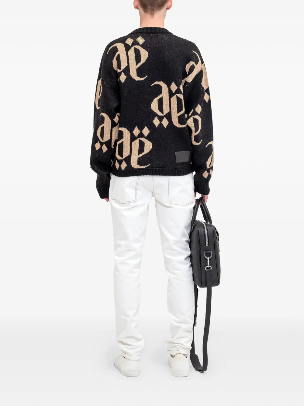  Place Of ëlms Monolink-jacquard Crew-neck Sweater - Black 