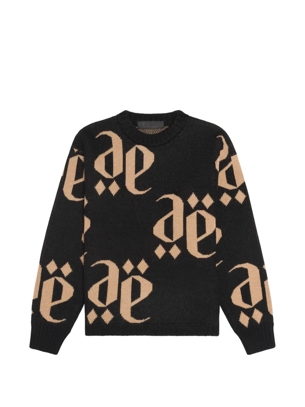 PLACE OF ËLMS monolink-jacquard crew-neck sweater - Black