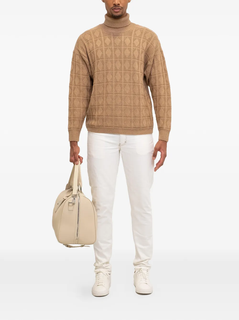 PLACE OF &Euml;LMS Trui met diamantpatroon - Bruin