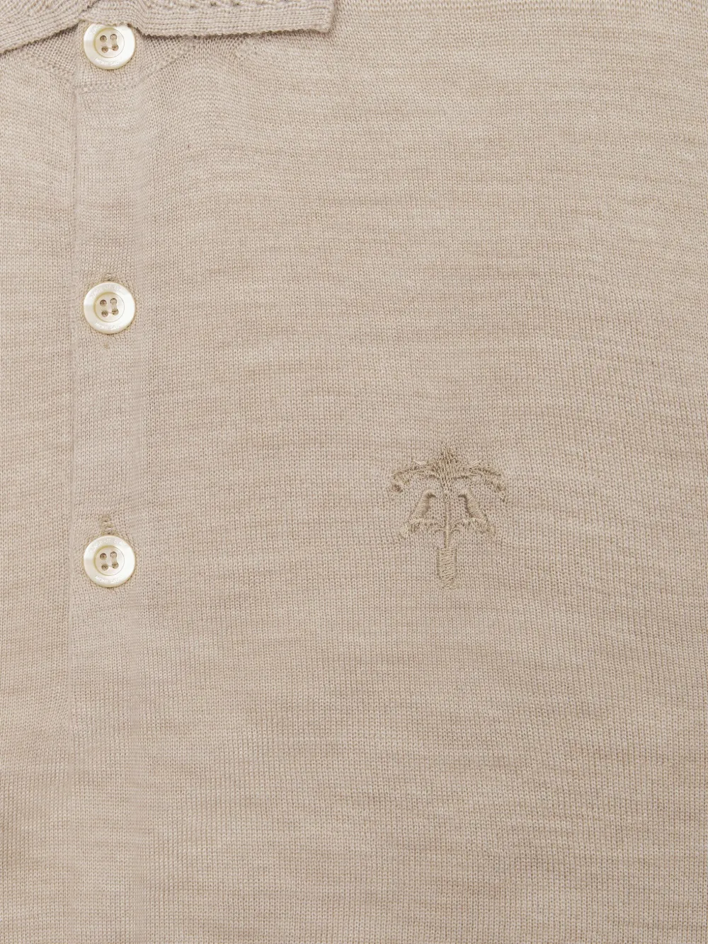 PLACE OF ËLMS Poloshirt met geborduurd logo en lange mouwen Beige