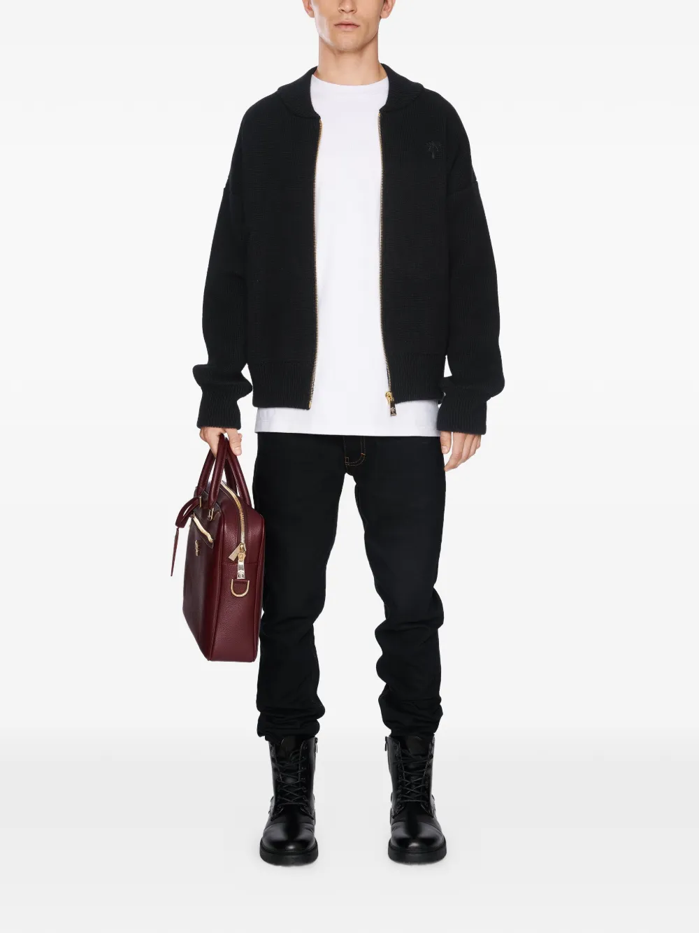  Place Of ëlms Logo-embroidered Cardigan - Black 