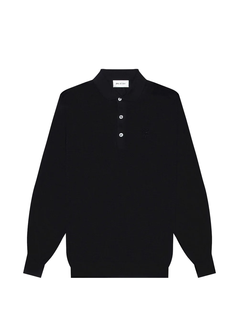 PLACE OF ËLMS long-sleeve logo-embroidered polo shirt – Black
