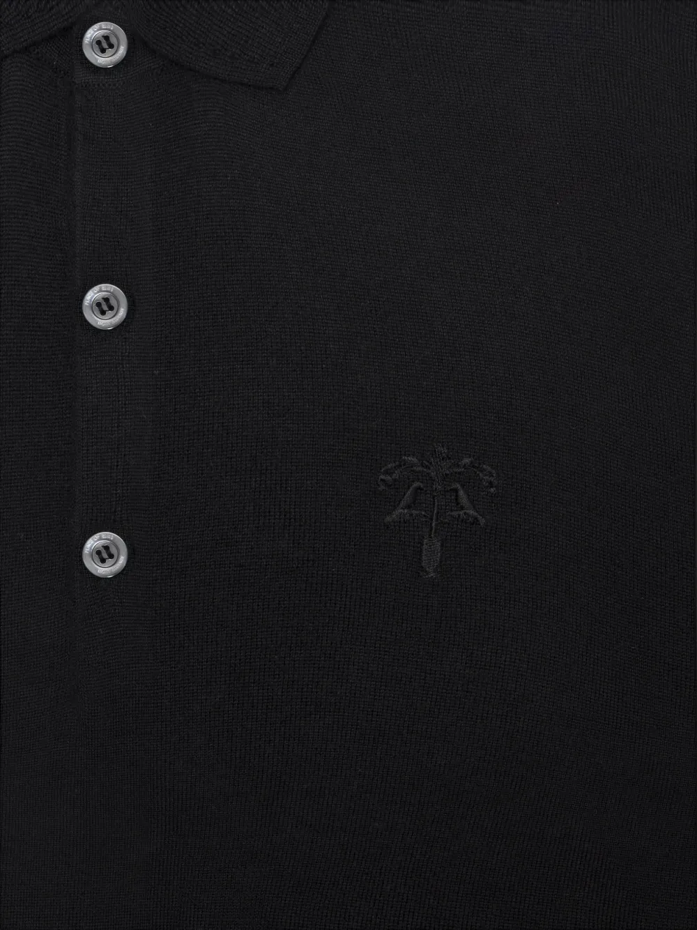 PLACE OF ËLMS Poloshirt met geborduurd logo en lange mouwen Zwart
