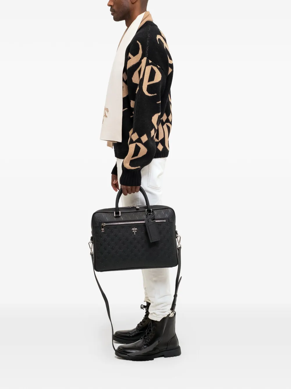 PLACE OF &Euml;LMS Aktetas met monolink-reli&euml;f - Zwart