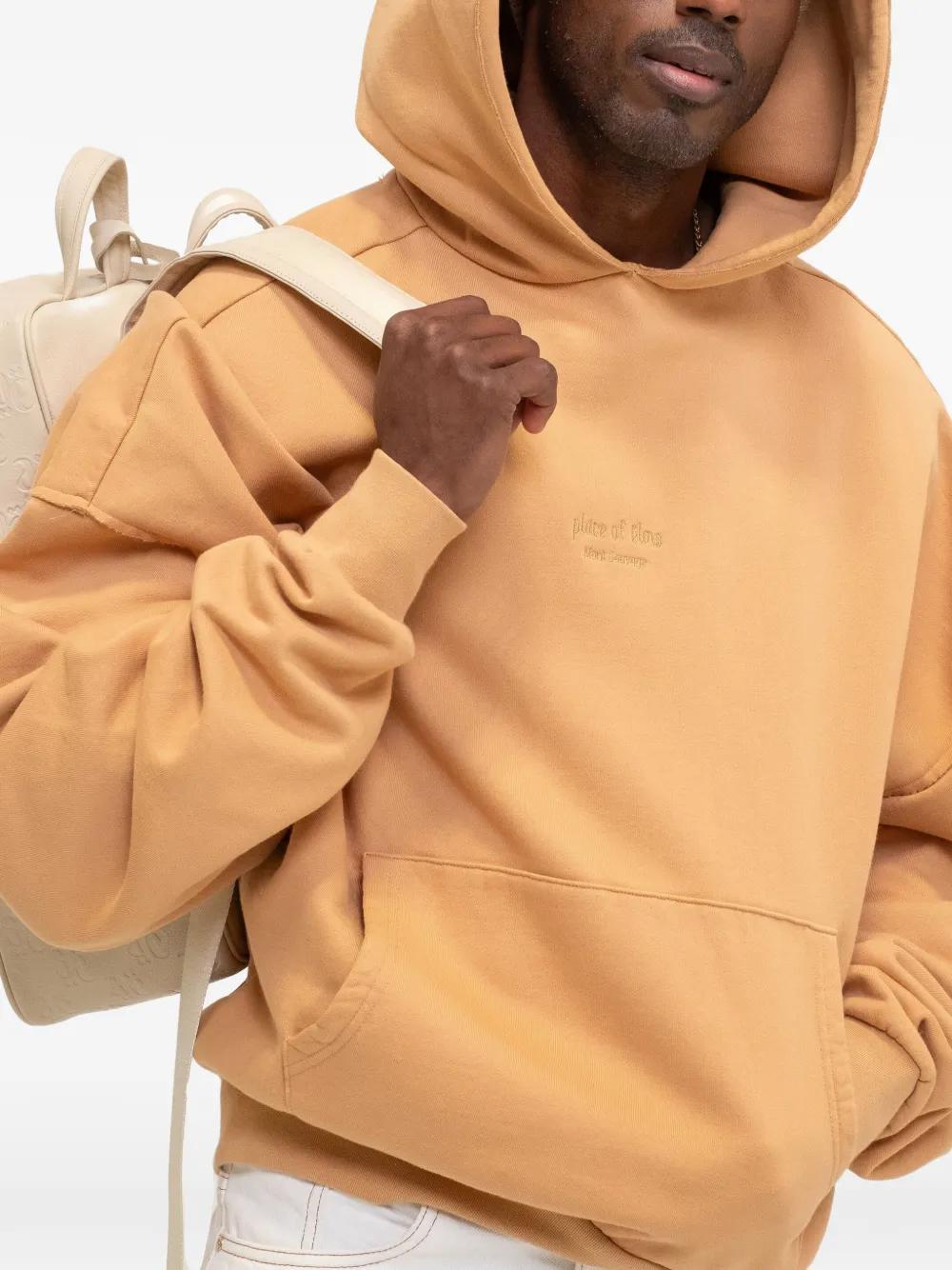 PLACE OF ËLMS Hoodie met logodetail Beige