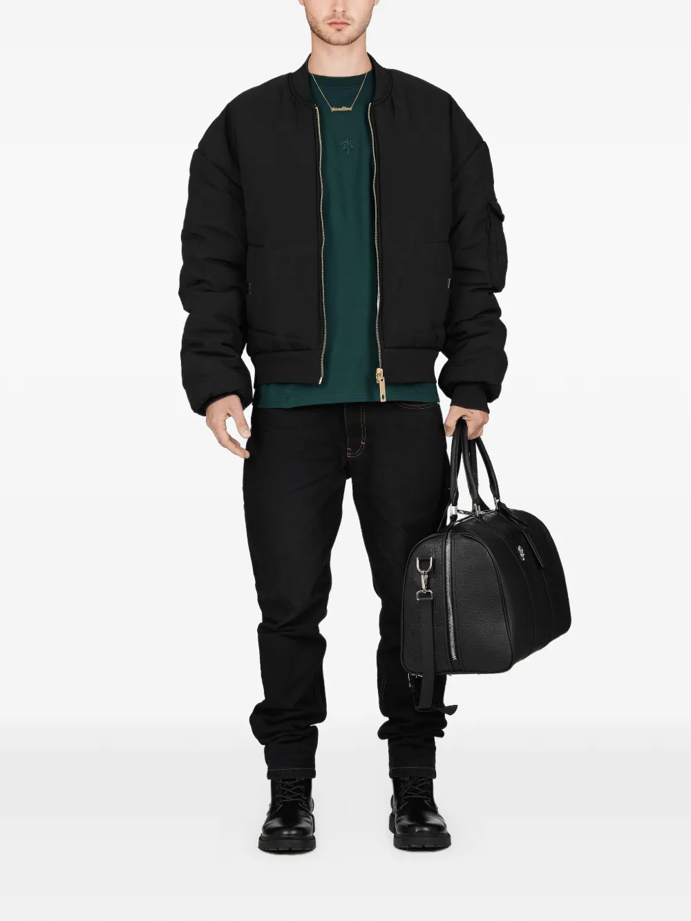  Place Of ëlms Reversible Padded Bomber Jacket - Black 