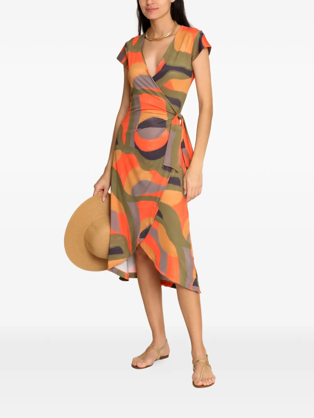 Lygia & Nanny wrap print dress - Oranje