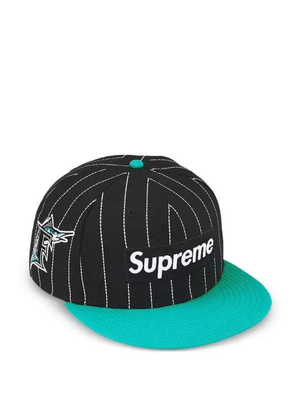 Supreme MLB Teams ボックスロゴ ストライプ キャップ | ブラック