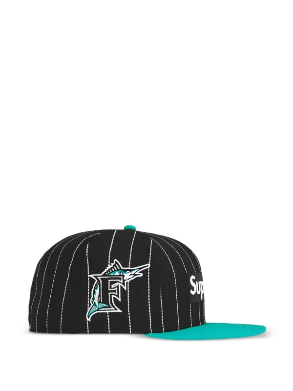 Supreme MLB Teams ボックスロゴ ストライプ キャップ | ブラック