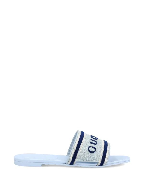 Gucci logo-stripe Sandals | Blue | FARFETCH JO
