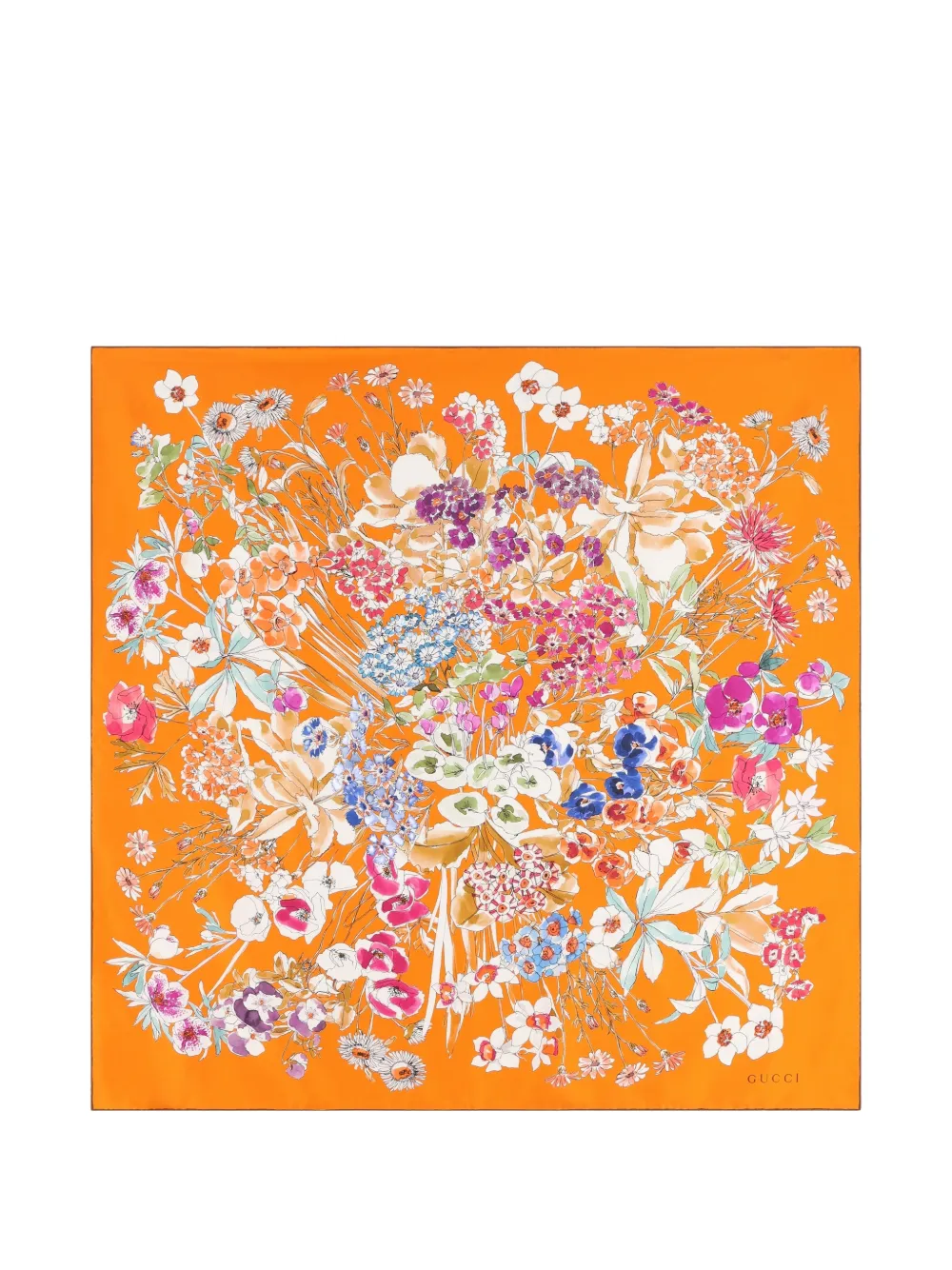 Gucci floral-pattern silk scarf - Orange