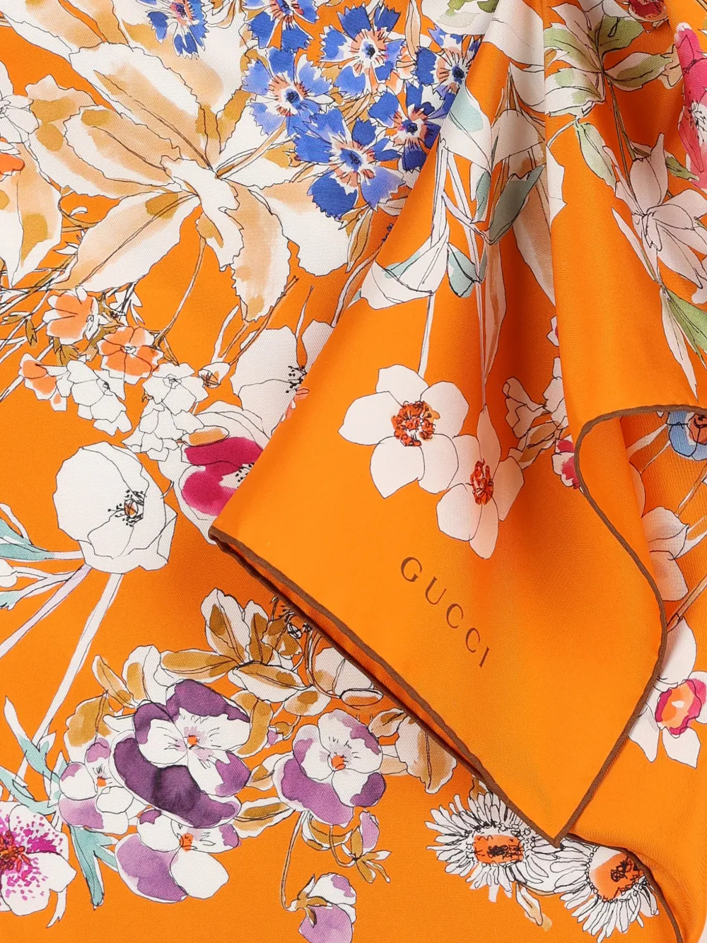Gucci floral-pattern silk scarf - Oranje