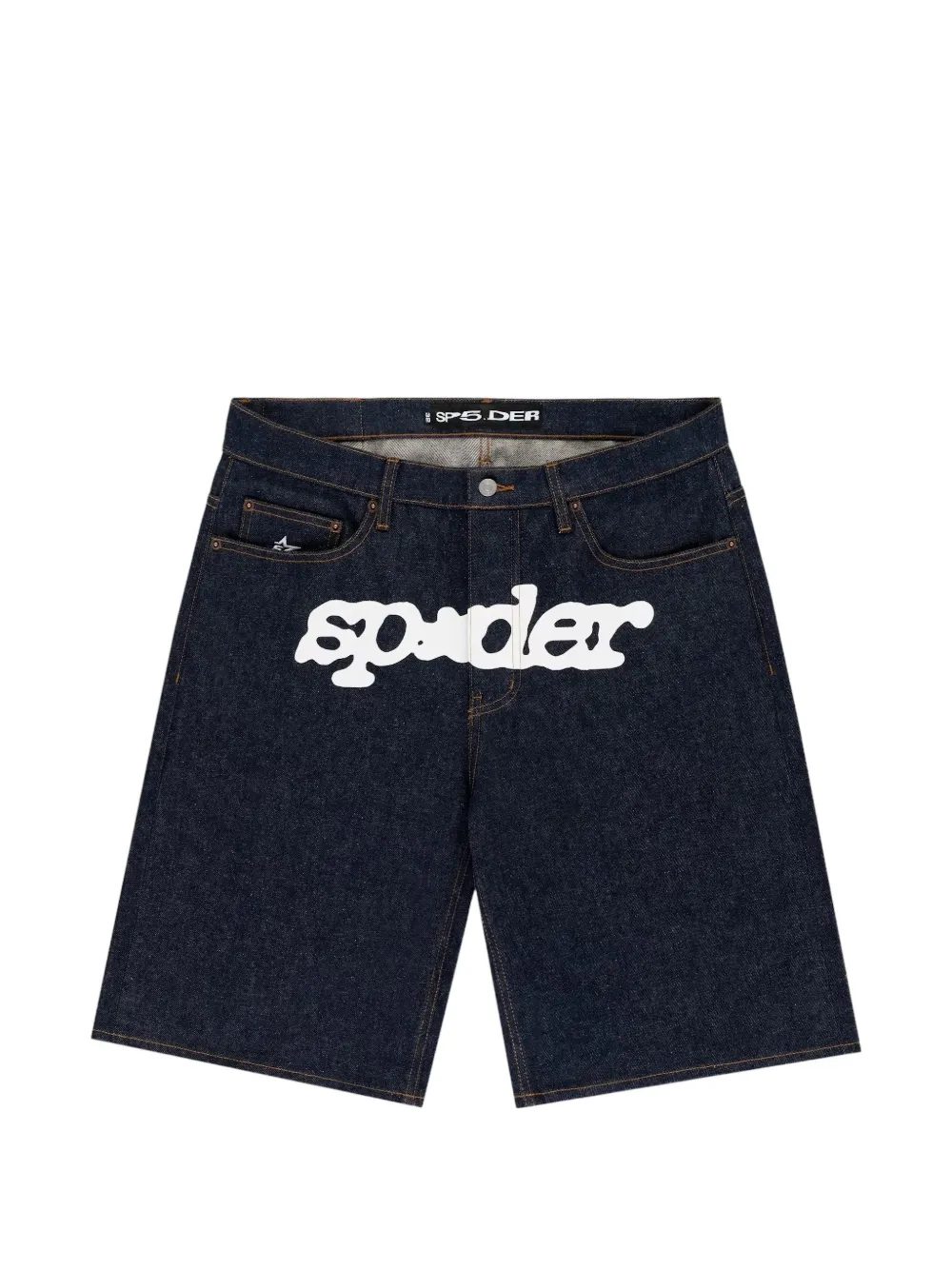 SP5DER V3 Logo denim shorts - Blu