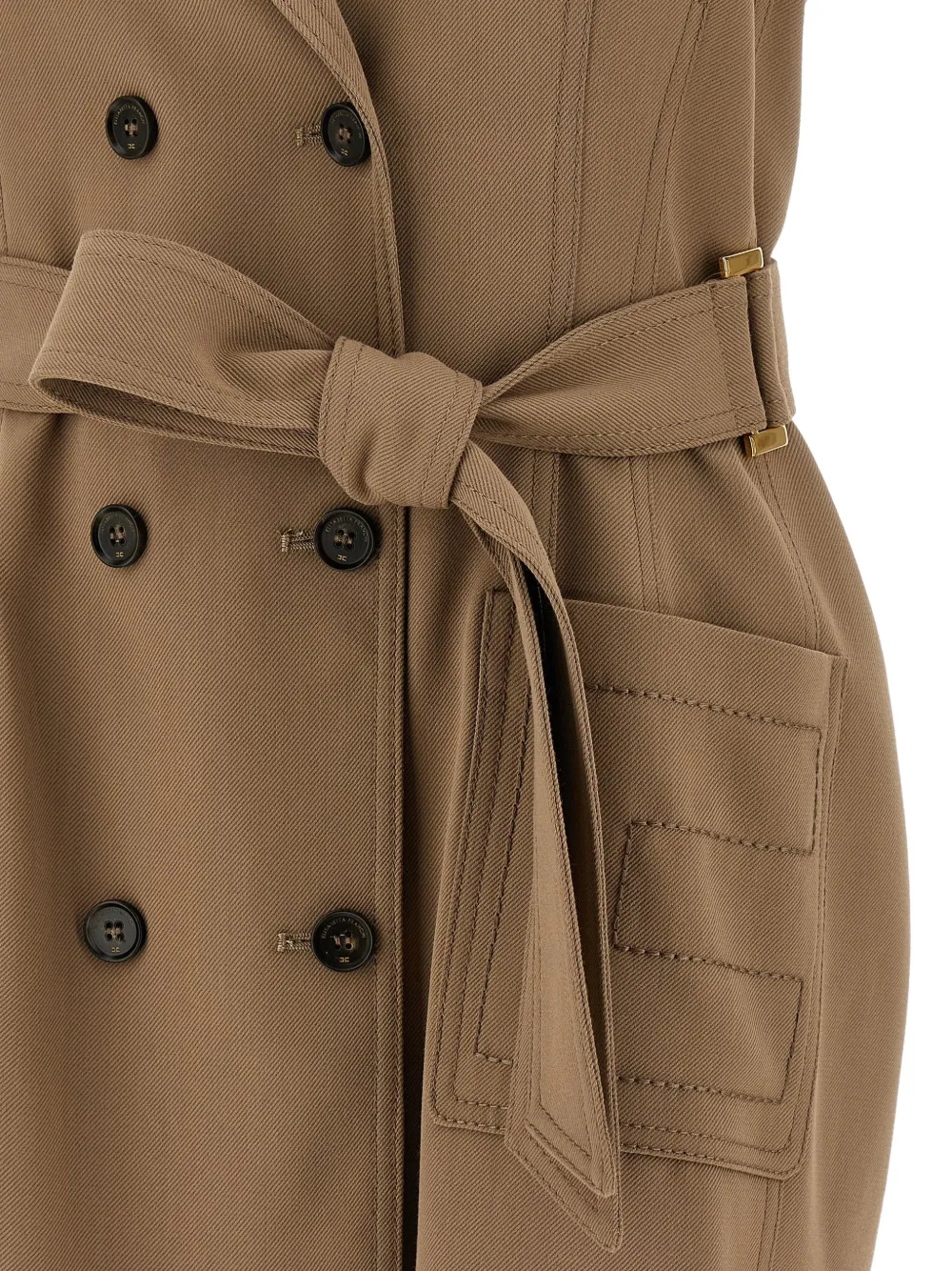 Elisabetta Franchi Mini-jurk met ceintuur en dubbele rij knopen Bruin