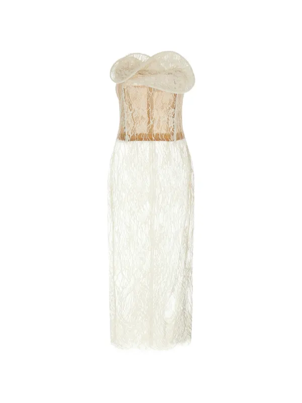 Magda Butrym 16' Lace Midi Dress - White Magda Butrym 16' Lace Midi Dress - White