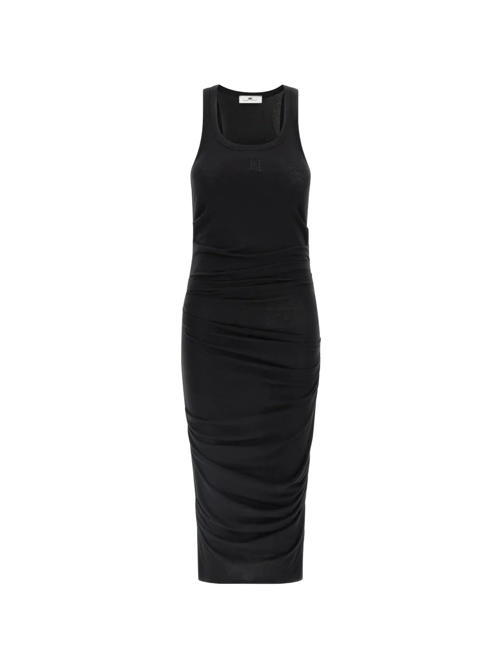 Elisabetta Franchi logo-embroidery draped midi dress - Nero