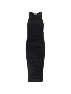 ruched racerback dress High Neck Racerback Ruched Modal Cashmere Blend Maxi Dress in Stone Blue - 2