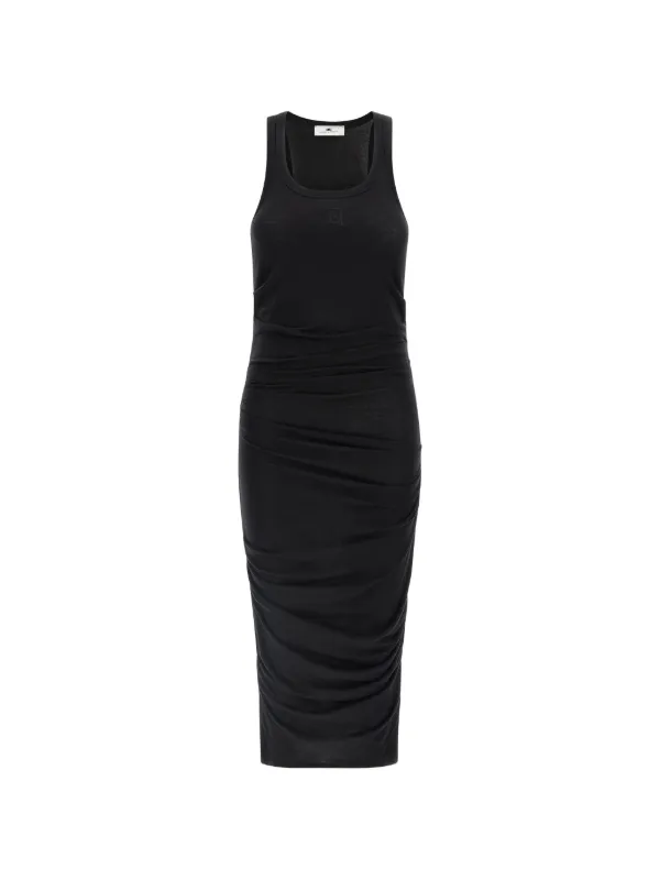 elisabetta franchi long dress with embroidery Red Carpet Dress in Satin and Tulle with Embroidery