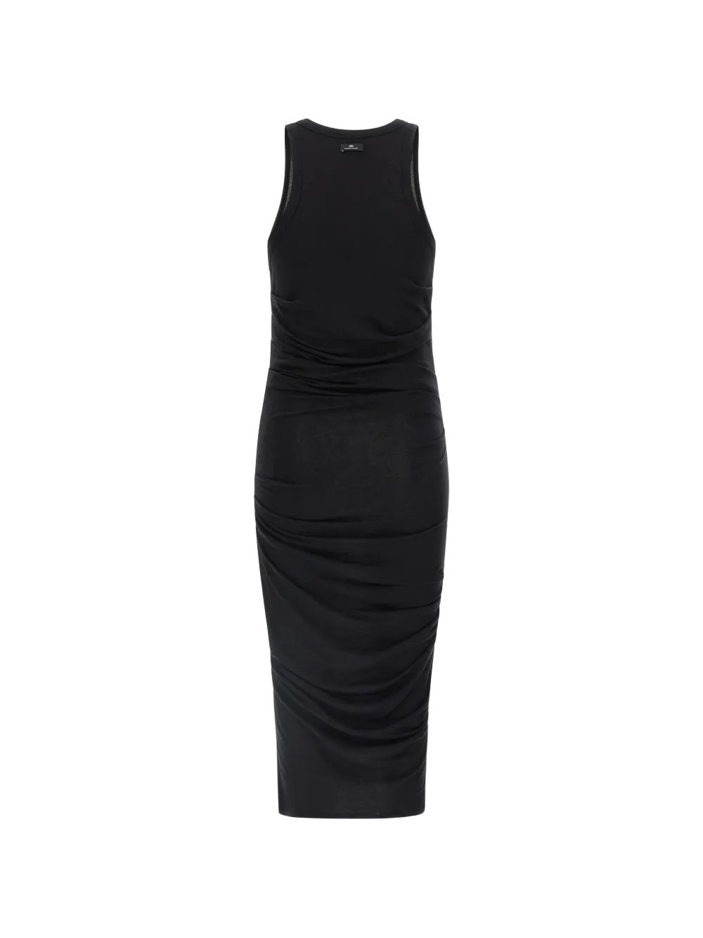 Elisabetta Franchi logo-embroidery draped midi dress - Zwart
