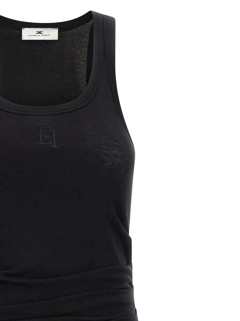 Elisabetta Franchi Jurk van lichtgewicht jersey stof met geborduurd logo Zwart