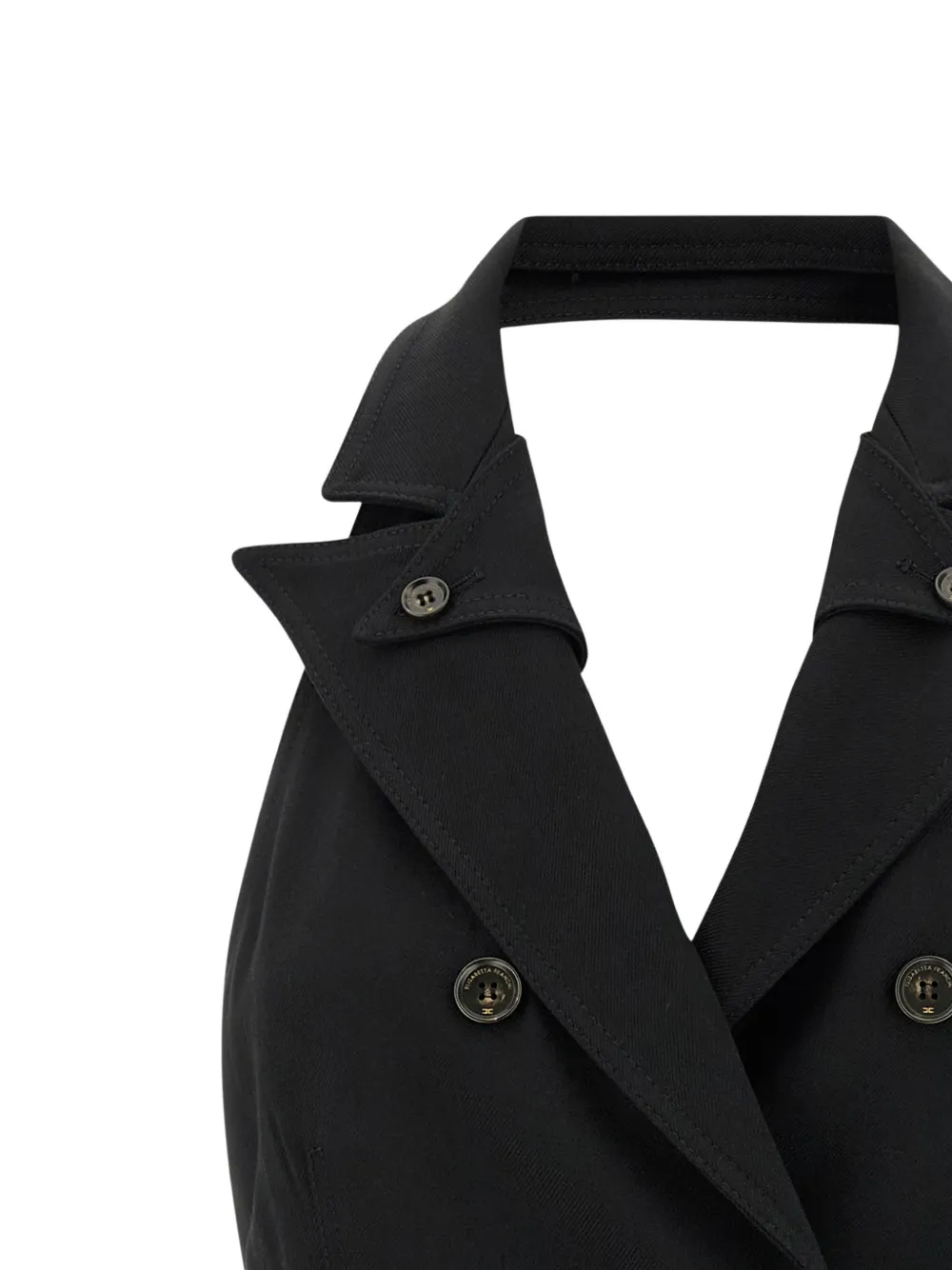 Elisabetta Franchi Jurk van gabardine stof met geborduurde zakken Zwart