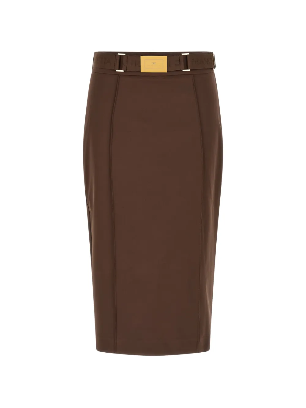 Elisabetta Franchi logo-plaque midi skirt - Marrone
