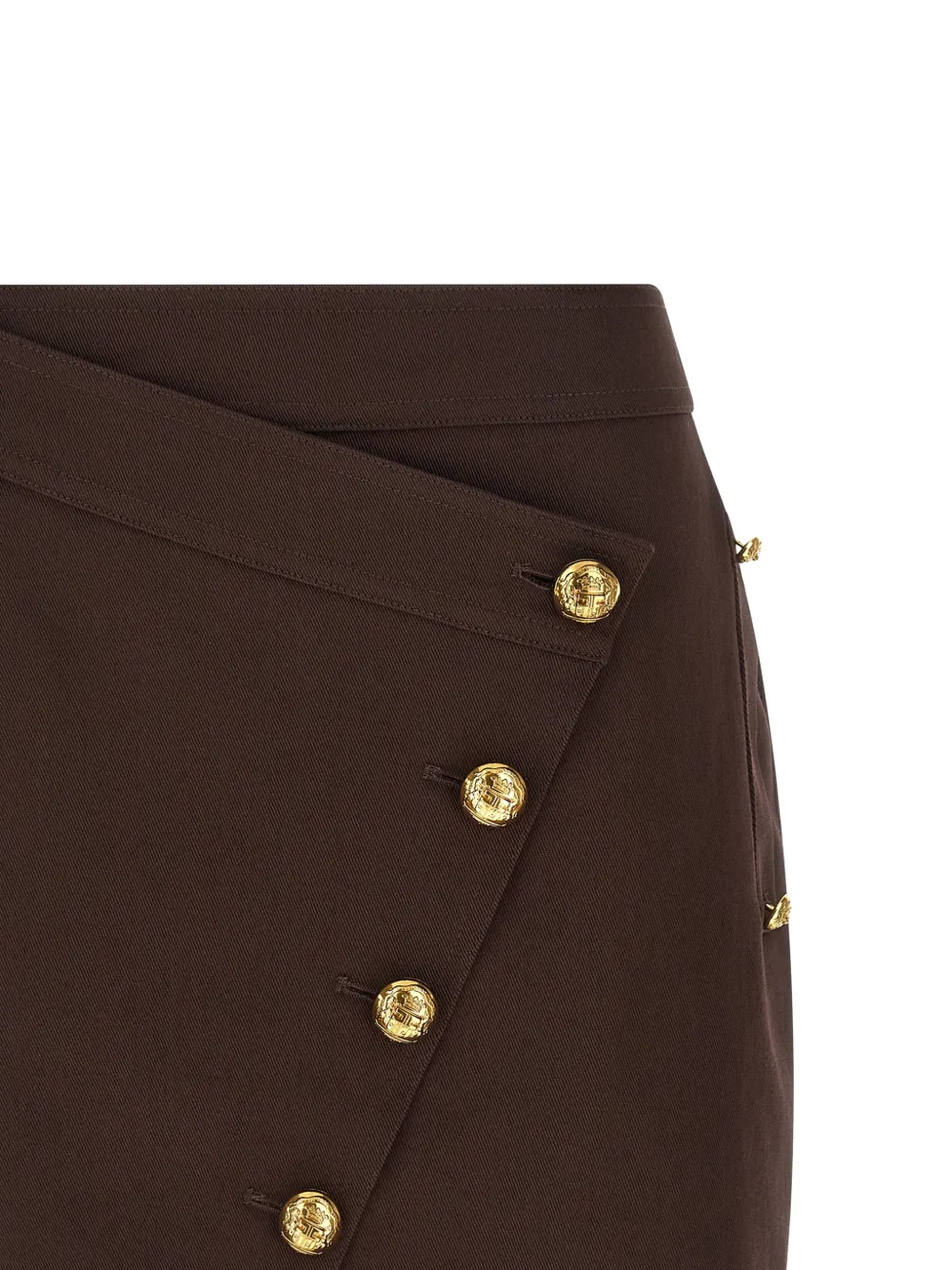 Asymmetrical Jewel-Button Mini Skirt