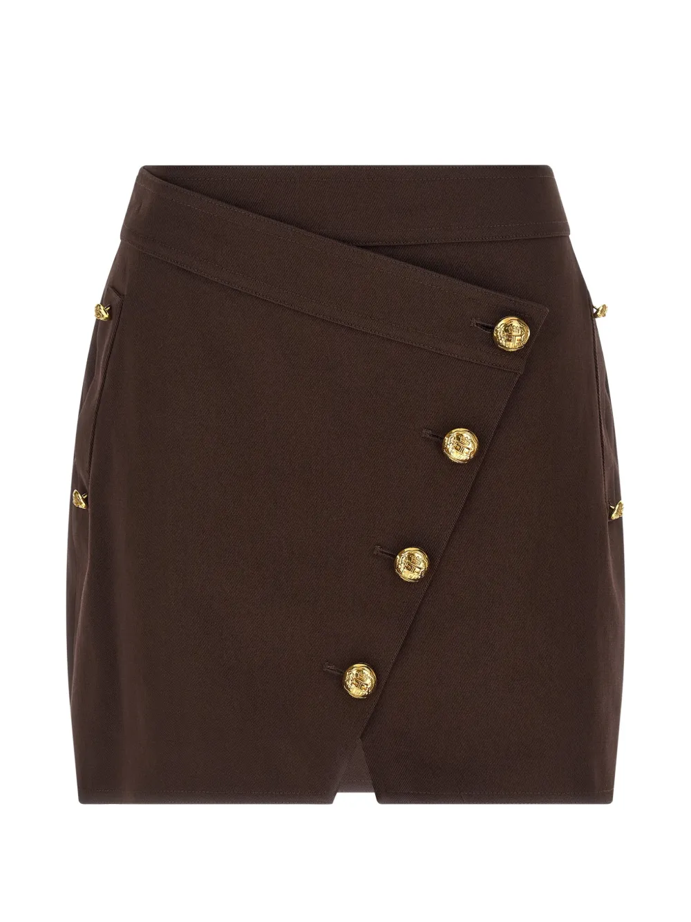 Elisabetta Franchi asymmetrical jewel-button mini skirt - Marrone