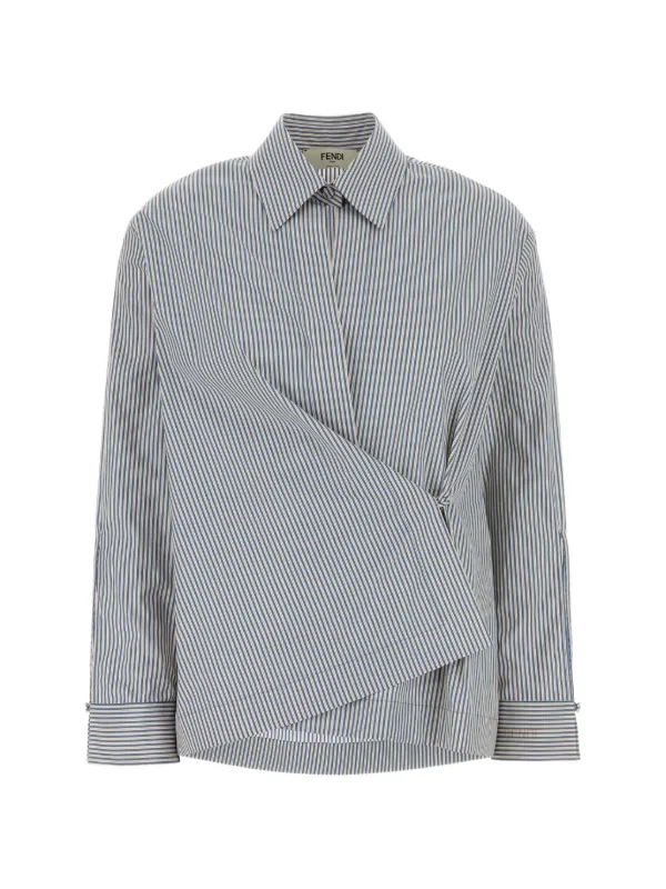 Fendi Striped Poplin Shirt in Blue
