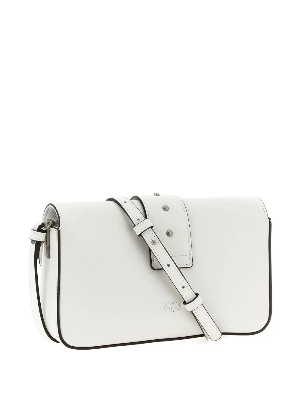 PINKO studs buckle leather shoulder bag - Bianco