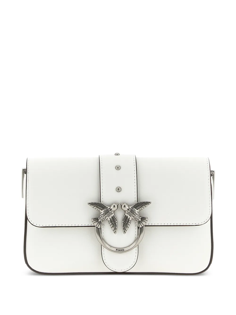 PINKO studs buckle leather shoulder bag - Bianco