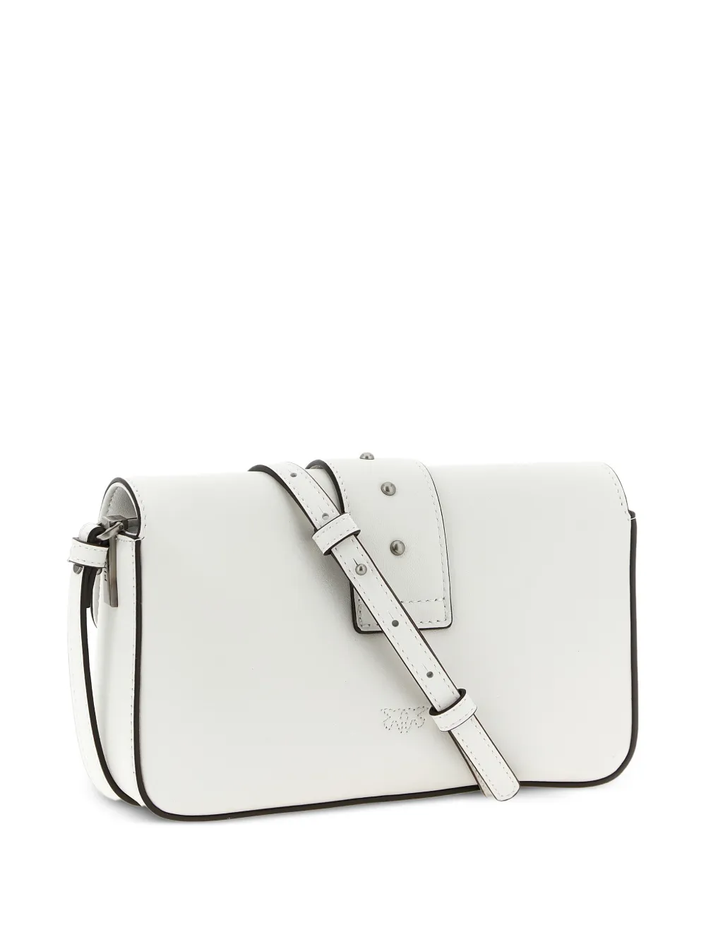  Pinko Studs Buckle Leather Shoulder Bag - White 