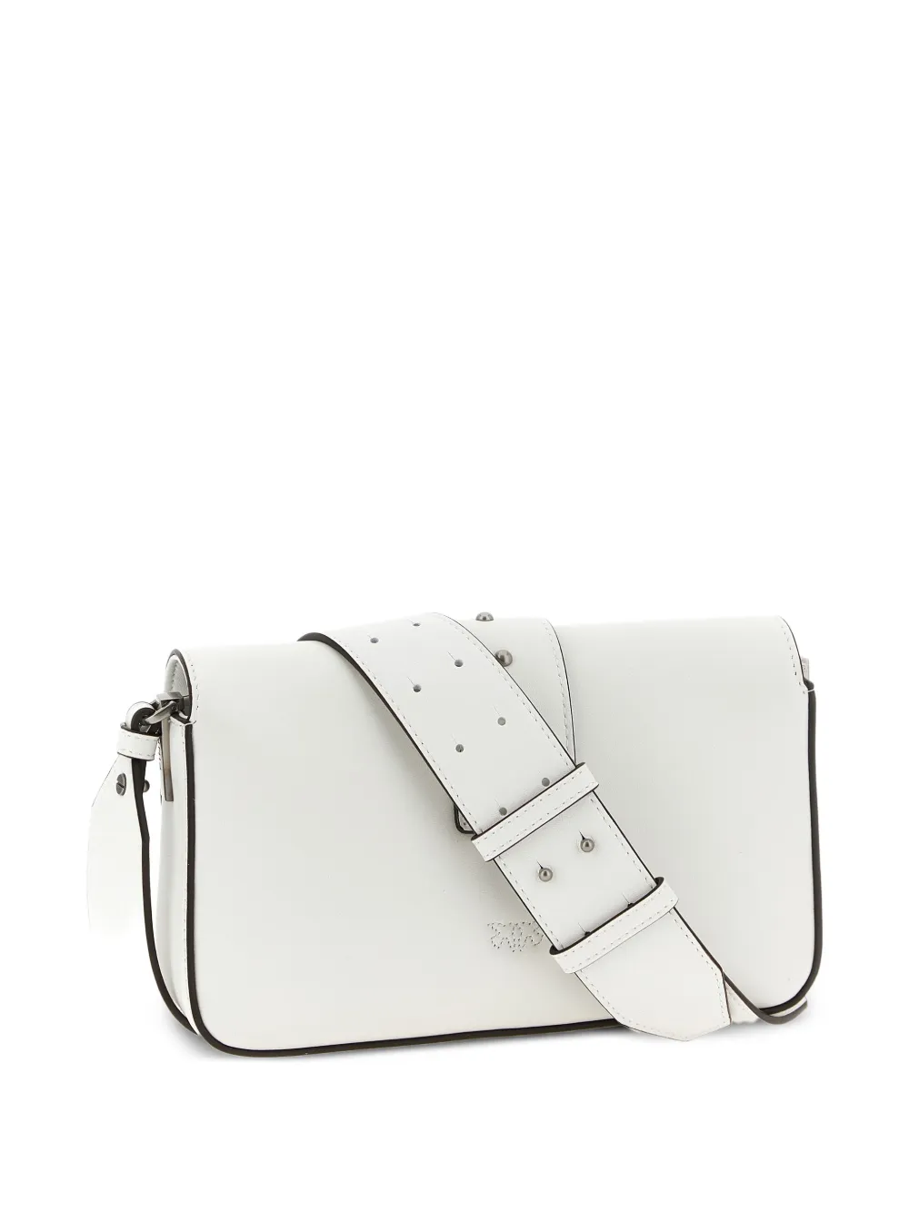  Pinko Studs Buckle Leather Shoulder Bag - White 
