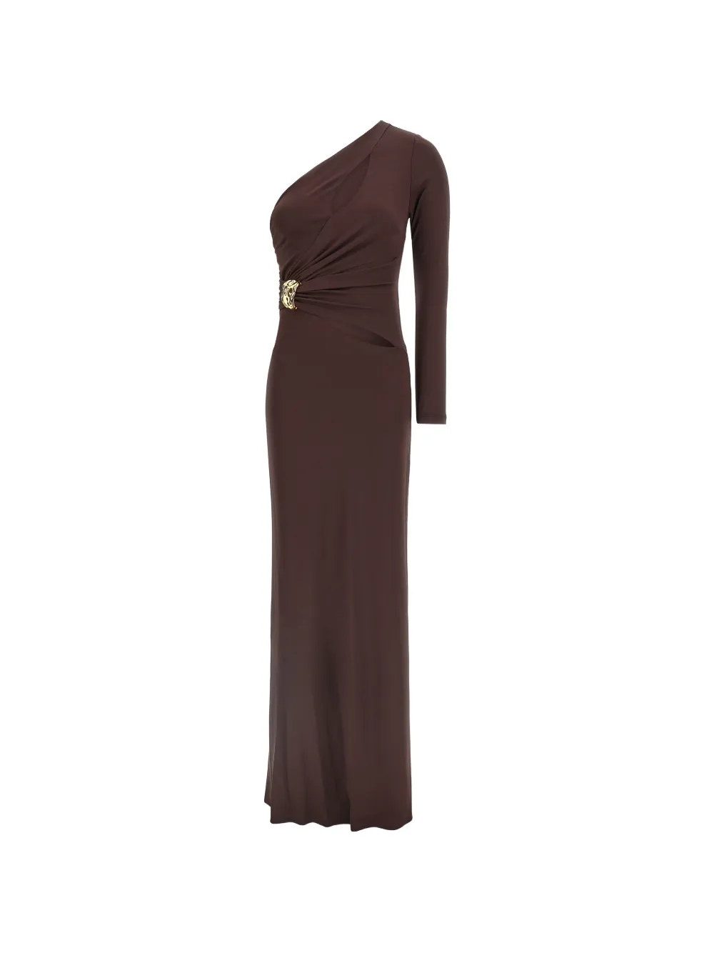 Elisabetta Franchi one-shoulder jewel long dress - Marrone