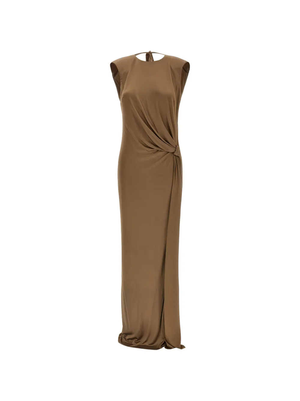 Elisabetta Franchi draped short-sleeve maxi dress - Marrone