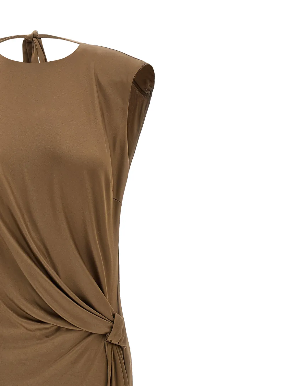 Elisabetta Franchi Gedrapeerde maxi-jurk met korte mouwen Bruin