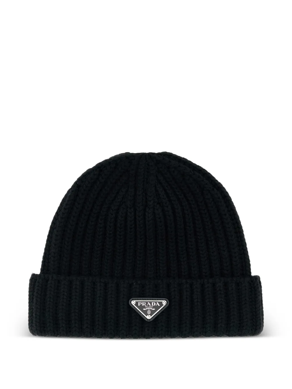 Prada triangle-logo beanie hat - Nero