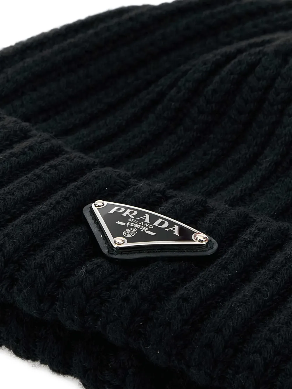  Prada Triangle-logo Beanie Hat - Black 