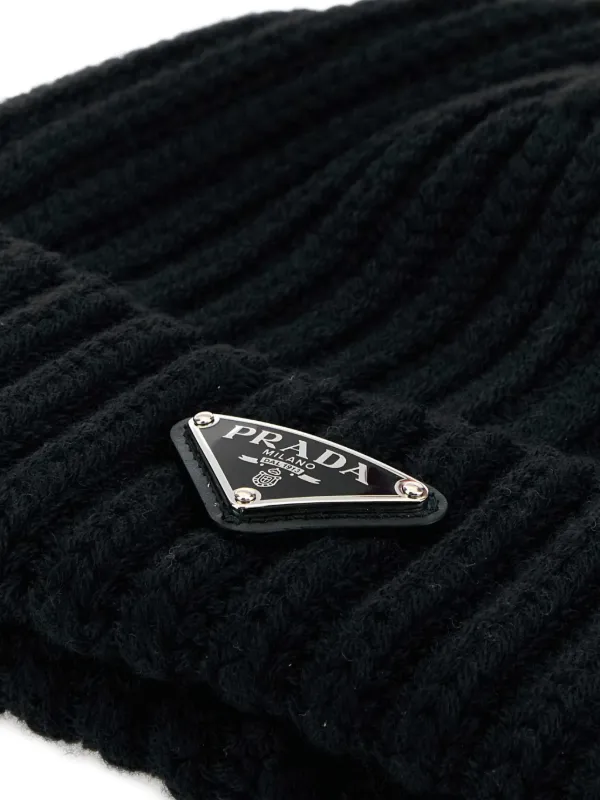 Prada トライアングルロゴ ビーニー | ブラック | FARFETCH JP