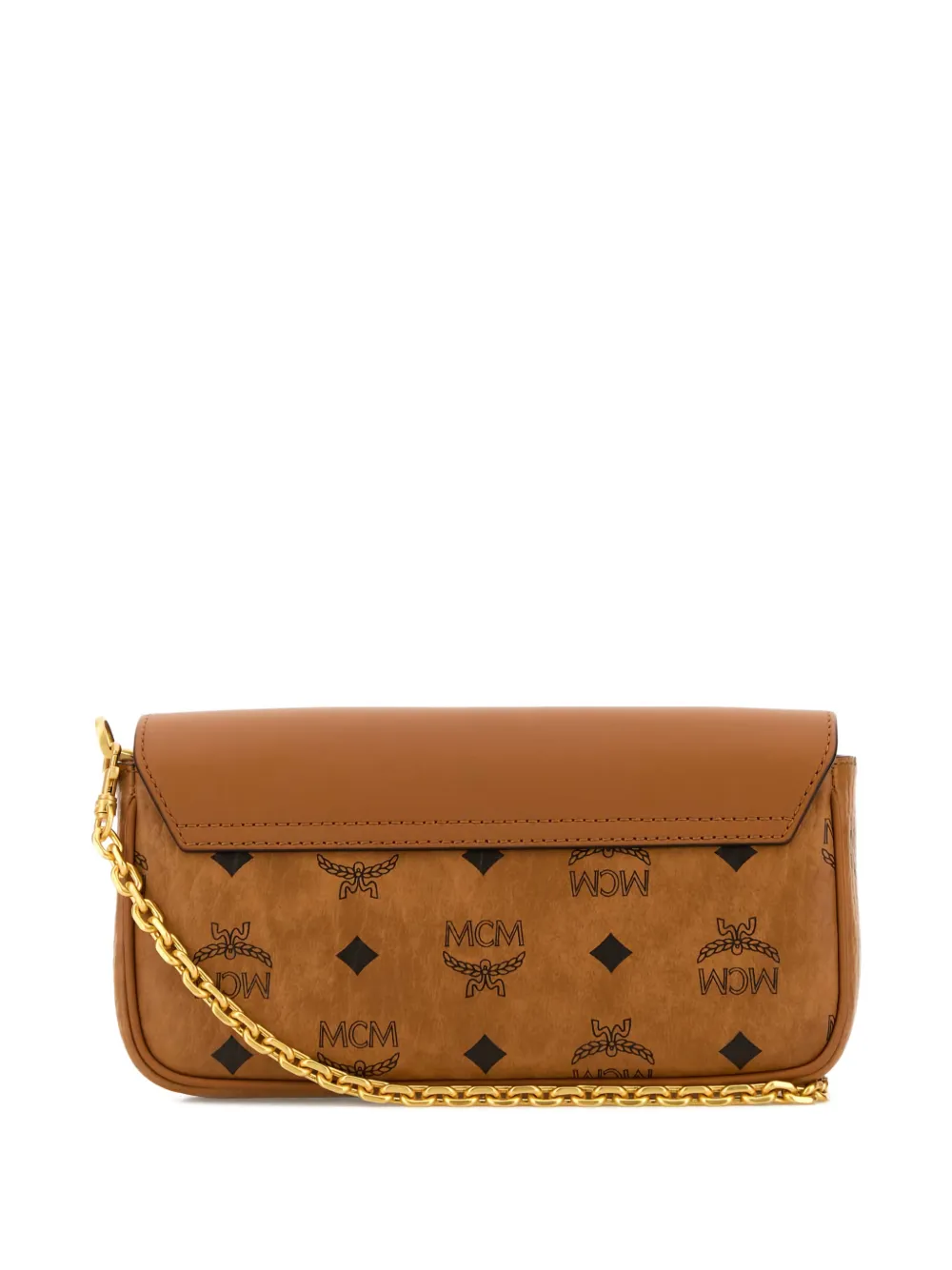  Mcm Mini Tracy Logo Chain Leather Cross Body Bag - Brown 