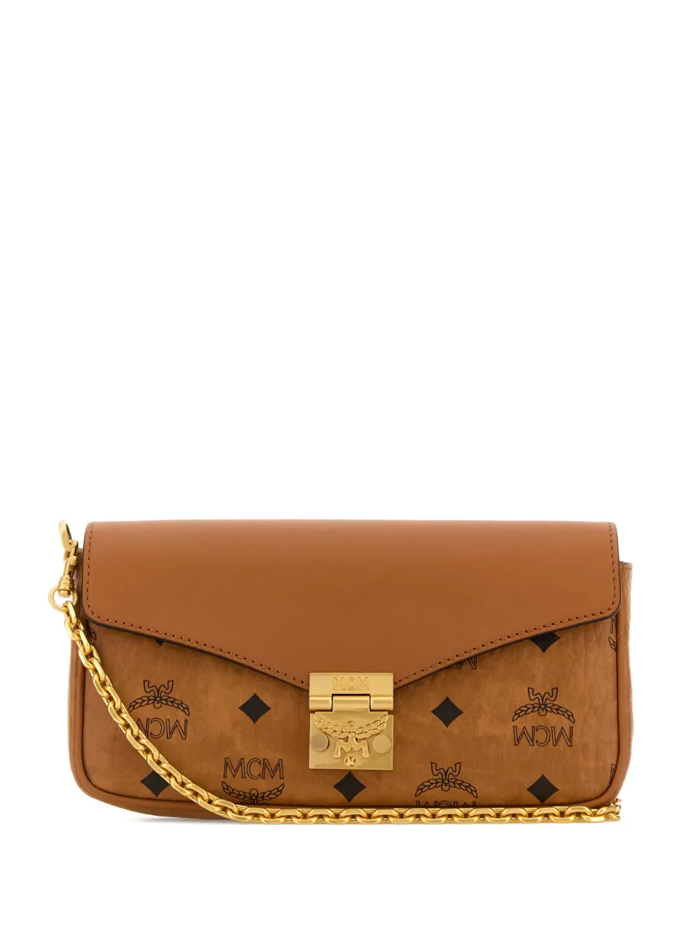 MCM mini Tracy logo chain leather cross body bag - Marrone
