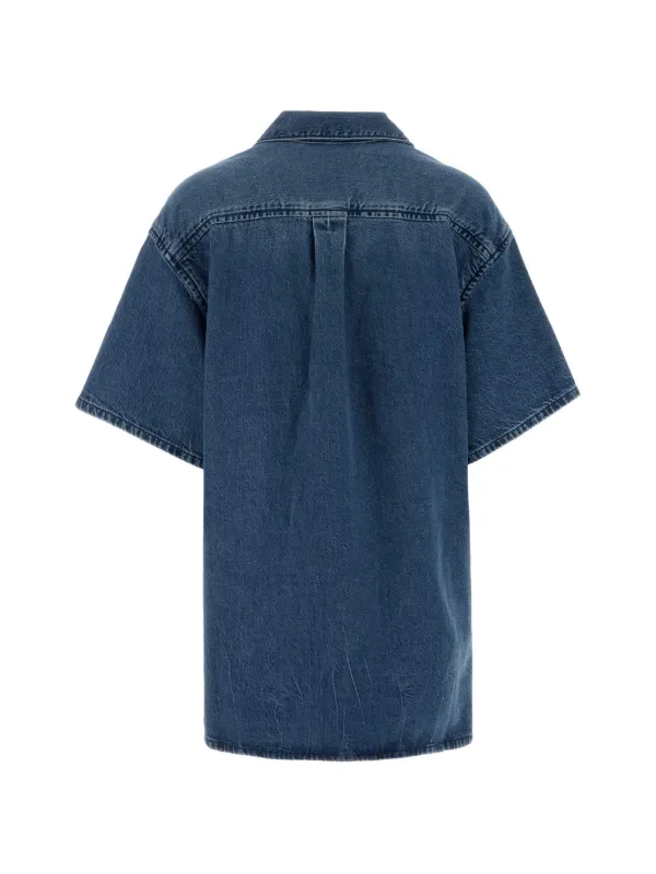 alexander wang shirt dress blue Boxy Denim Shirtdress in VINTAGE MARBLED BLUE